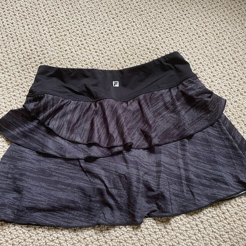 12 inch Fila tennis skirt. Black with white.